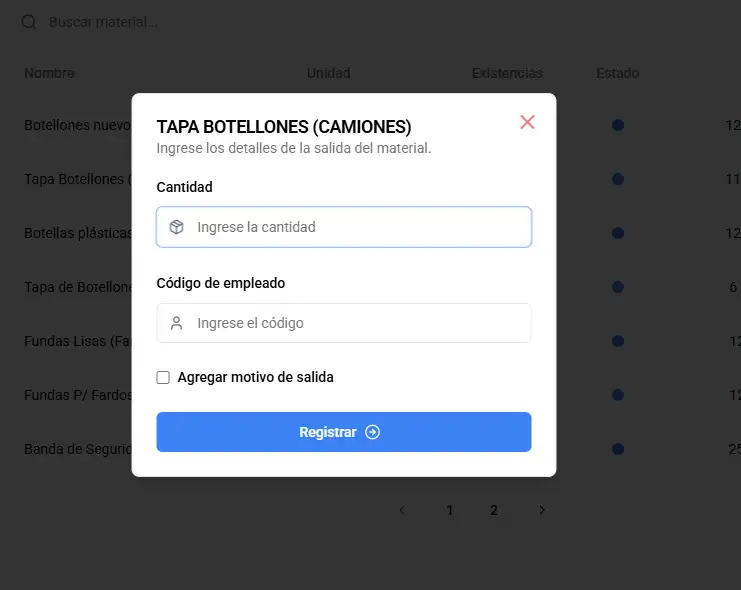 salida de inventario